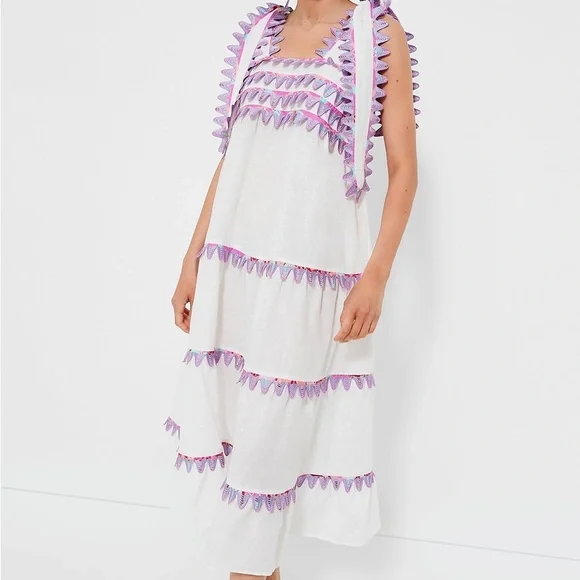 Tuckernuck Dress CeliaB Kelly Linen Blend Midi Sz S - Picture 2 of 15